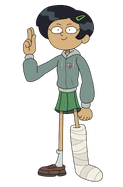 Marcy with a cast around her broken left leg during a flashback in "Olivia & Yunan" and "All In".