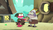 Sprig trying to help Mrs. Crocker, but she doesn't allow him.