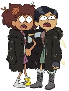 Marcy sharing her caterpillar jacket with Anne in "The Second Temple".