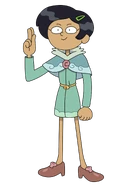 Marcy in a green dress in "The Dinner".