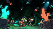 Marcy, Anne, and the Plantars are surrounded by Barbari-Ants.