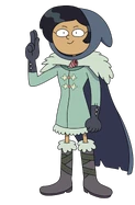 Marcy in her winter wear in "The Second Temple".