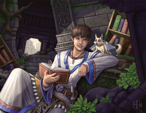 Young mage reading