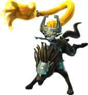 Midna riding a Twilit Wolf from Hyrule Warriors