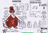 Cat R. Waul Model Sheet from Fievel's American Tails