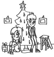 Sara y Fernando en un arbol de Navidad