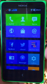 The Nokia X, showing its home screen.
