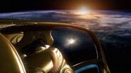 The Magellanic ejecting her slipstream drive's Exotic Matter Pulsar which destroyed the planet.