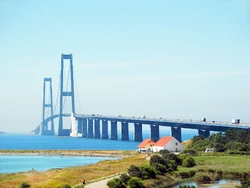 The Great Belt Bridge as seen from the east.