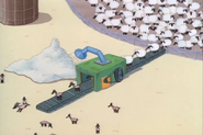 A farm with some sheep being sheared