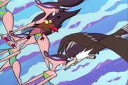 Daggett about to hold on to it by its wings