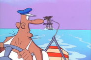 The water ski driver being confused on why are these beavers on top of the ladies