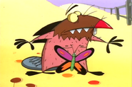 Daggett with a butterfly below his waist