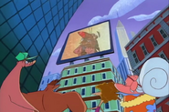 Daggett's being televised on a large screen