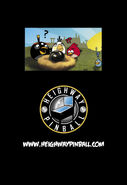 The cutscene still taken from the beginning of the Poached Eggs title screen features a pinball ball superimposed on the birds' nest