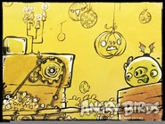 Early concept of the Pigs' fortress by artist Miguel Moreno.