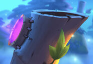 A purple Bamboo Portal, on the side of a bamboo plant