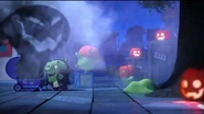 The ghost is revealed to be shadow of a Pumpkin pig with the main pig unconscious