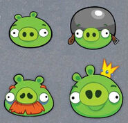 A Medium Pig, Helmet Pig, Mustache Pig and King Pig.