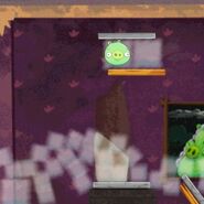 Ghost Blocks, one with a pig inside