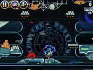 Screenshot of the final boss fight. Sidious can be seen on his throne in the centre.