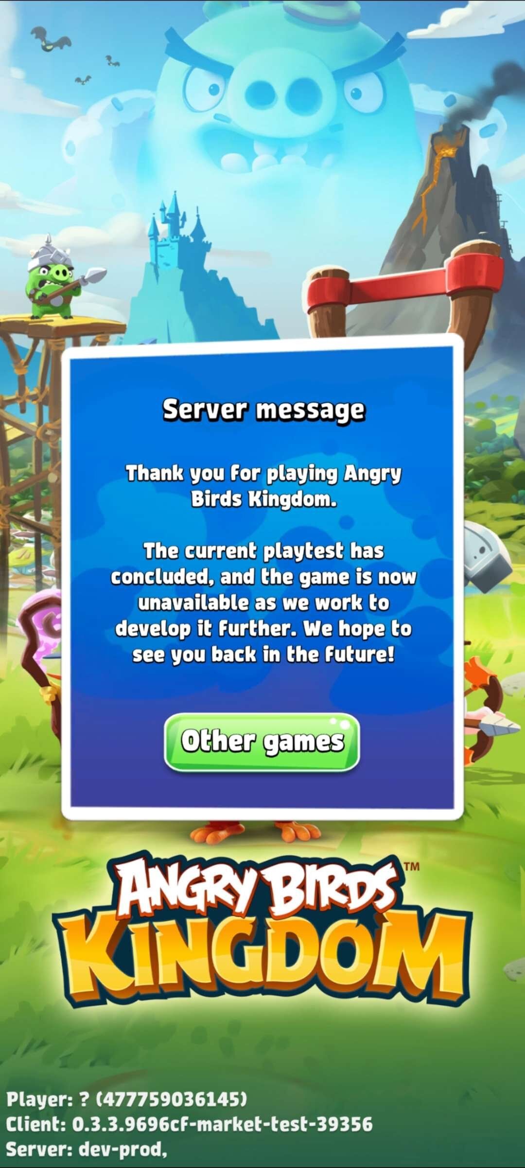 Got this popup while playing Angry Birds Epic. I hope this is a