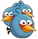 Los Blues en el estilo original de Angry Birds Toons.