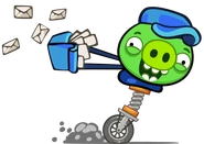 Одноколёсный велосипед свиньи-почтальона с сумкой с конвертами