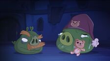 King Pig looking for the 's help after his teddy bear broke, from "".