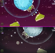 Level 4-23's cake planet and the features on it were replaced by rocky asteroids and a structure with Hektor and an orbiting rock.