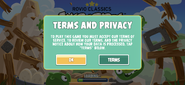 Terms And Privacy screen