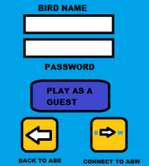 The login screen when selecting to play ABW from the ABE menu.