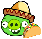 Mexican Pig - (Pig Mode:A pig obsessed with Mexican stuff. Shakes like Prisoner Pig, but goes even crazier and throws his taco and Fritos, and plays mariachi music when he does his power. When he throws his taco, he yells "HOLA!".)