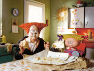 Angry Kid eating his sister's cake in "Cake"