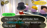 Labelle telling the player about the crown at the Able Sisters store in New Leaf