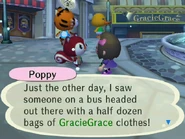 A player talking to Poppy in the city.