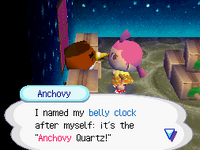 Anchovy talking to the player in Wild World.