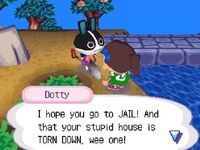 Dotty being mean to the player