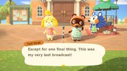 Tom Nook's final announcement.