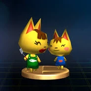 Cathie et Cathou en trophée dans Super Smash Bros. Brawl