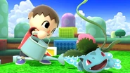Le villageois arrosant le Pokémon Herbizarre