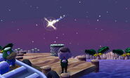 A meteor twinkling after being wished upon in New Leaf.