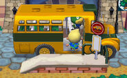 A player boarding the bus