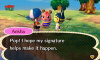 Apple watching the player talk to Ankha.