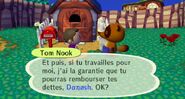 Tom Nook demandant au joueur de travailler pour lui dans Let's Go to the City