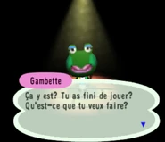 Gambette sur l'écran de sauvegarde d'Animal Crossing