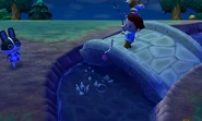 A player fishing in New Leaf.
