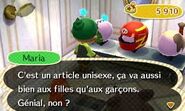 Maria détaillant au joueur un couvre-chef.