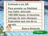 Carta del Banco Nintendo con la caja de pañuelos en City Folk
