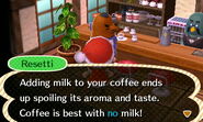 Resetti coffee milk preference